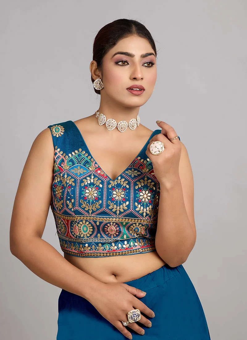 Teal-Blue-Art-Silk-Embroidered-V-Neck-Blouse-BLBS02502763-u
